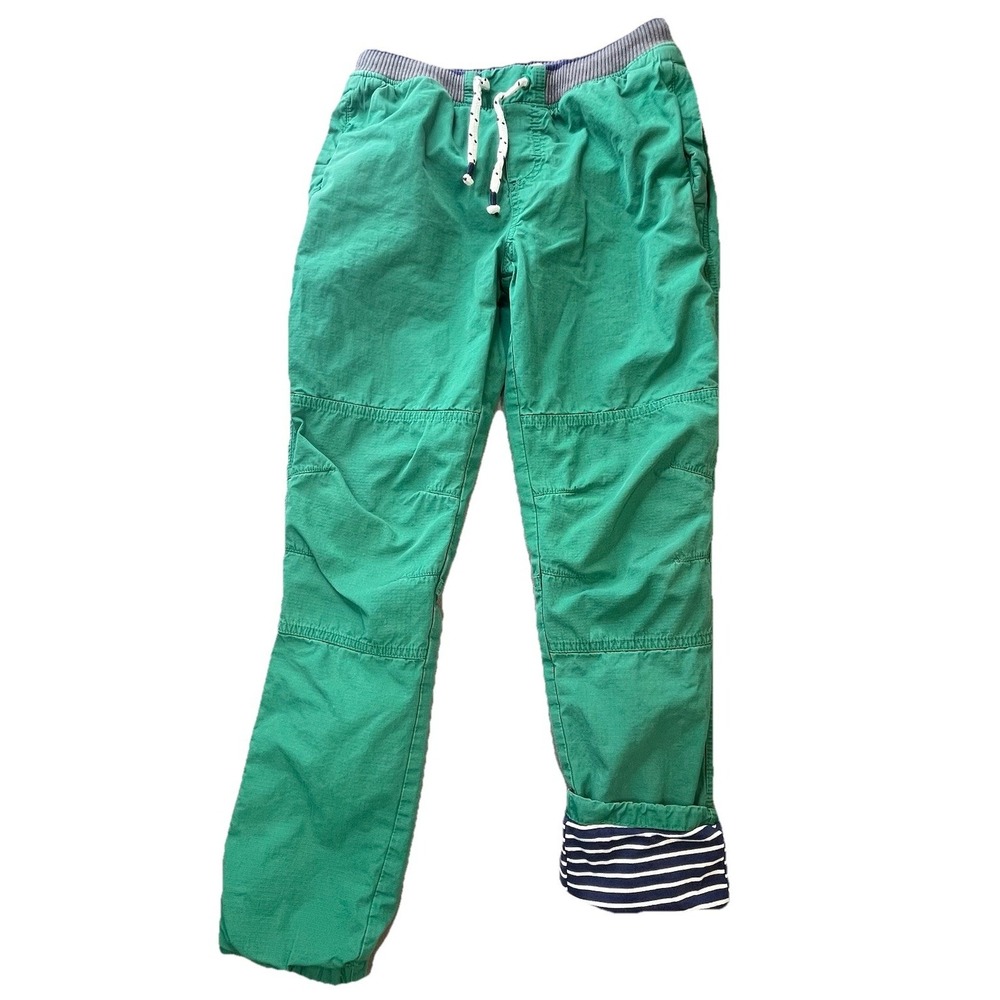 Mini Boden Pants Boys Size 12Y Green with Striped Lining Classic